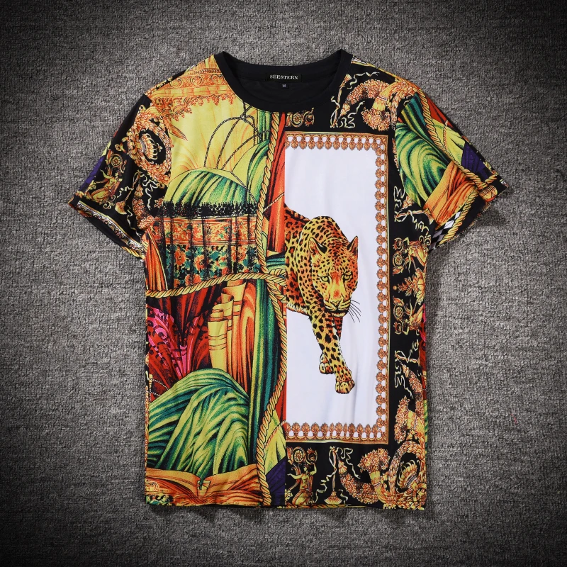 Мужская футболка с леопардовым принтом seesterer Молодежная Футболка в западном