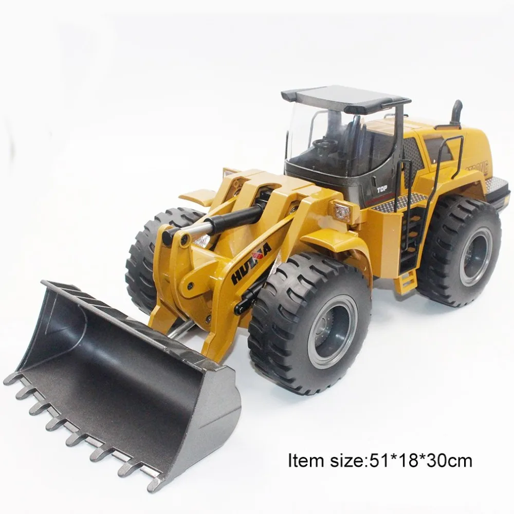HUINA TOYS 1583 1/14 10CH Сплав RC бульдозер грузовик с фронтальным погрузчик