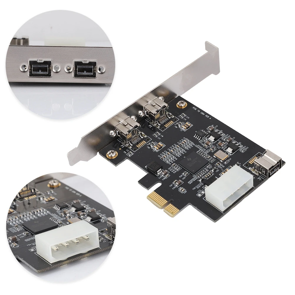 Горячая PCI E в 3 портовый 1394B Карта видеозахвата 800 Мбит/с адаптер карты контроллера