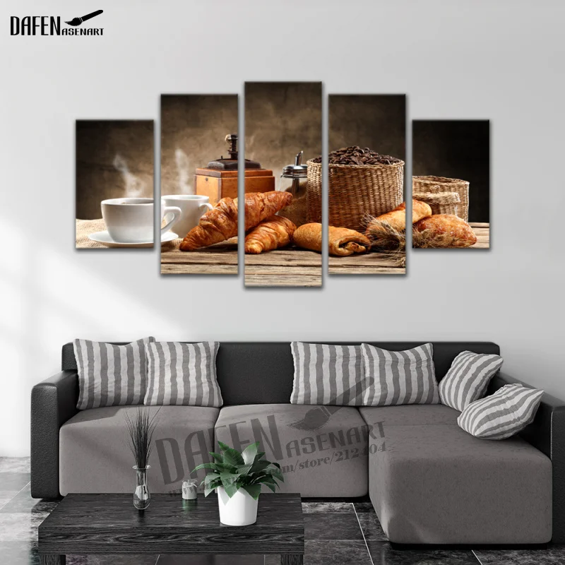 HD Canvas Prints Paintings 5 Panel Coffee Beans Food Picture Wall Art Home Decoration for Living Room decor painting | Дом и сад