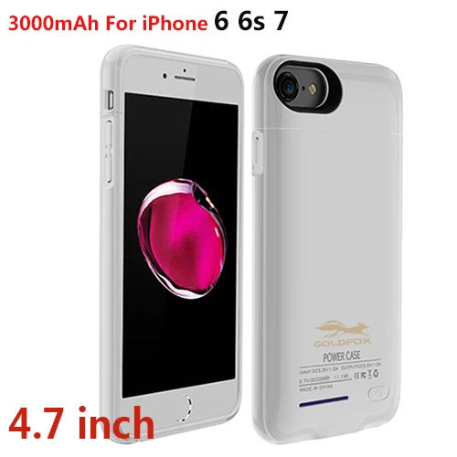 white for I6 7 Ультра тонкий 3000 mAh банк питания для iPhone 6 6s 7 plus внешний аккумулятор зарядное устройство чехол мобильный телефон банк питания зарядный чехол - Цвет: white for I6 7