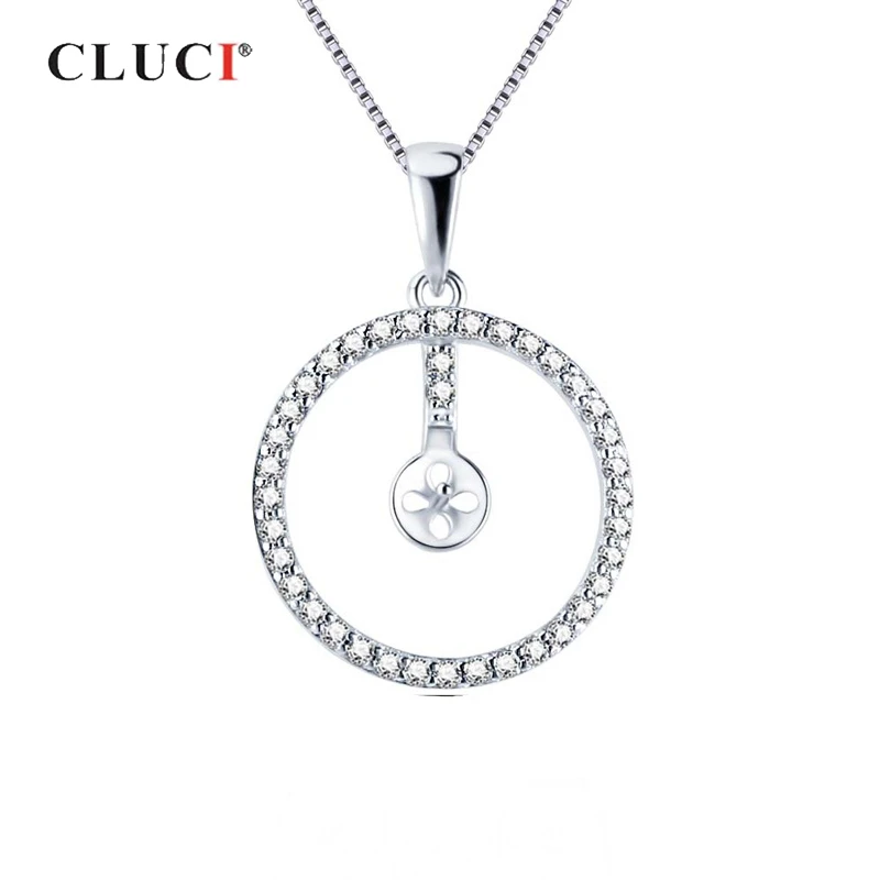 CLUCI серебро 925 пробы Круглый Циркон для ожерелья ювелирные изделия женщин простое