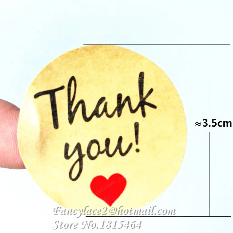 60 шт. круглые наклейки в виде сердца Thank you | Дом и сад