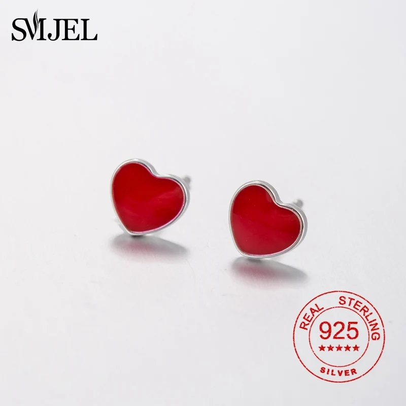 Женские серьги-гвоздики SMJEL простые элегантные серьги с изящным сердцем в
