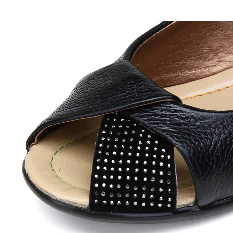 Женские туфли из натуральной кожи с открытым носком Размеры 35 43|leather shoes|sapato