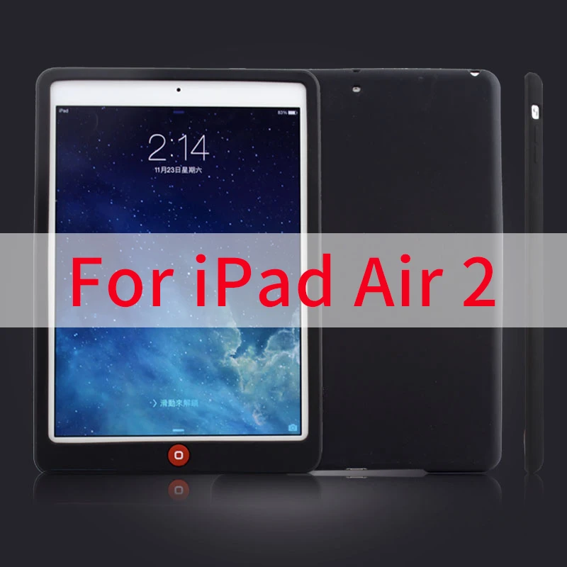 Дети Ударопрочный силиконовый чехол для IPad Air 1 2 противоударный мягкий чехол для apple iPad Air 2 1 9,7 дюймов a1474/a1475/a1476 планшеты - Цвет: Air 2 Black