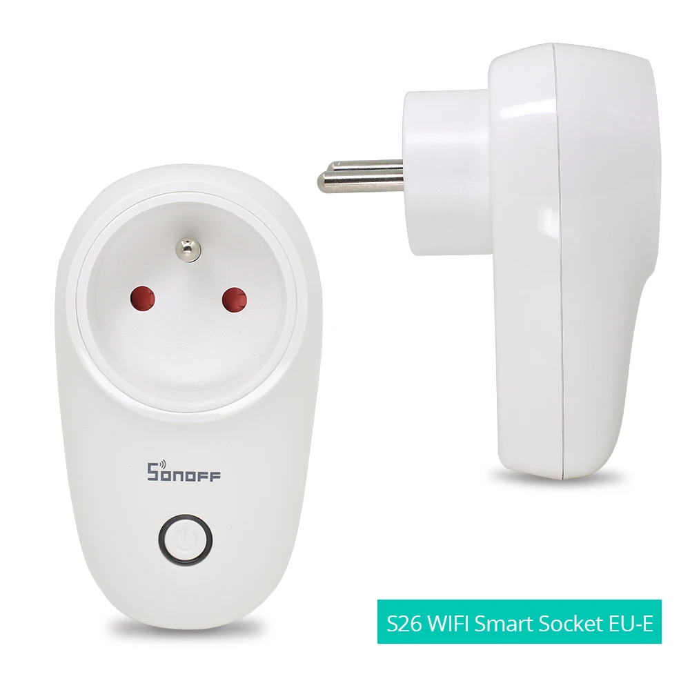 Sonoff S26 WiFi умная розетка ЕС вилка Беспроводные Розетки Питания умный дом переключатель работа с Alexa Google Автоматизация