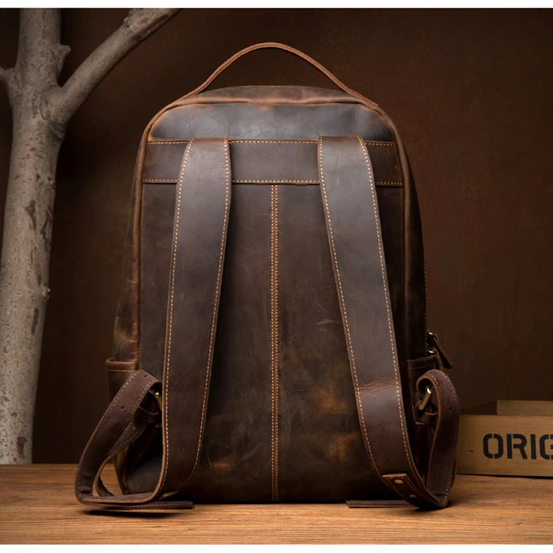 Genuine Leather Laptop Backpack Handmade Vintage Rucksack Men Business School Book Daypack Designer Weekend Shoulder Bag | Багаж и сумки