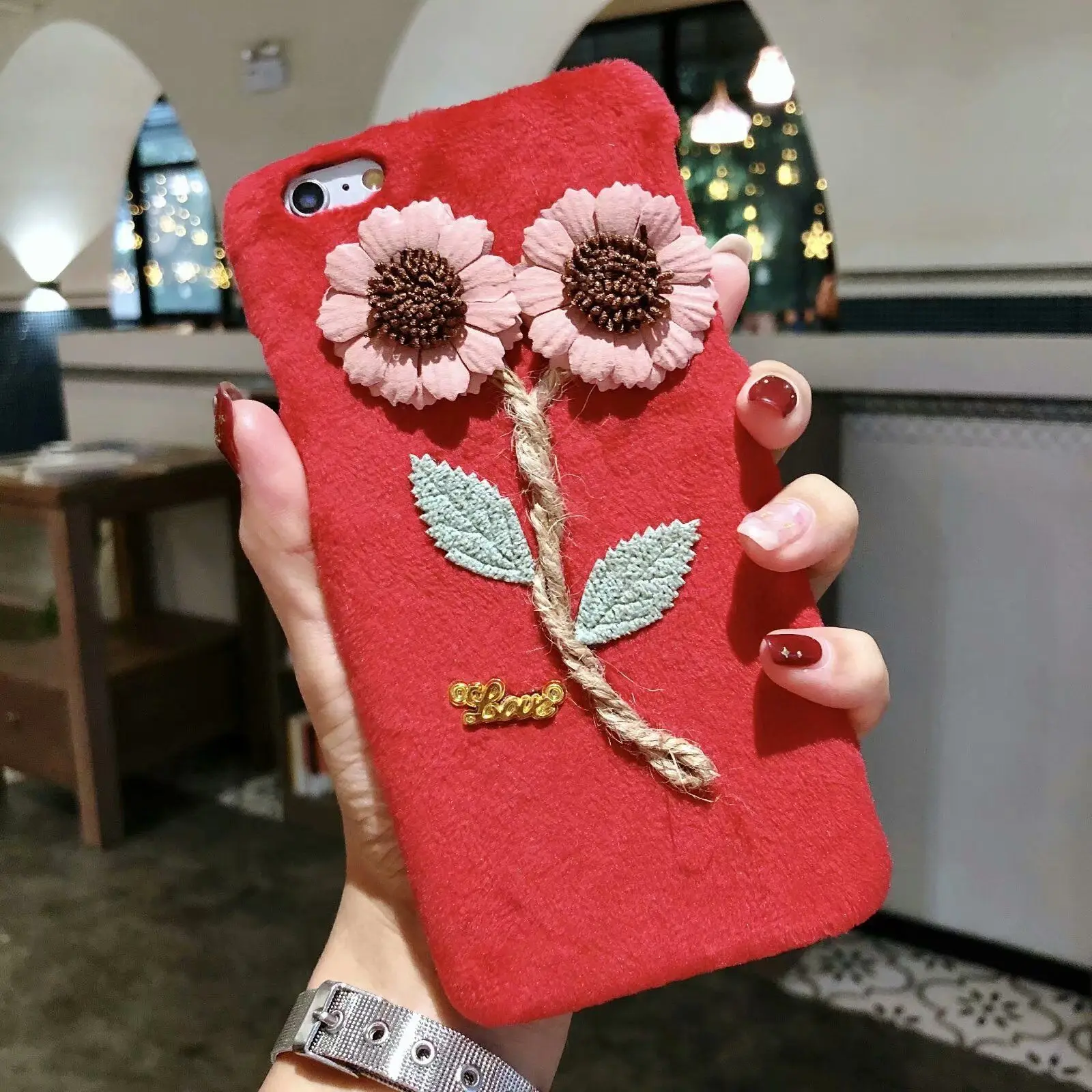 Fashion Lovely Flower Slim PC Plush Soft Back Case Cover For iPhone X 6s 7 8 Plus |