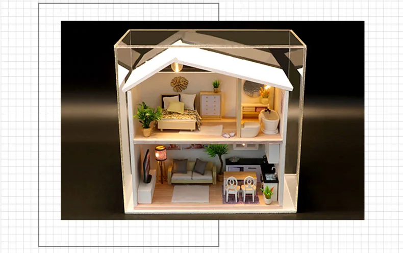 Деревянный ручной работы миниатюры для кукольного домика мебель Miniaturas кукольный домик наборы DIY кукольный домик головоломки игрушки для детей подарок на день рождения