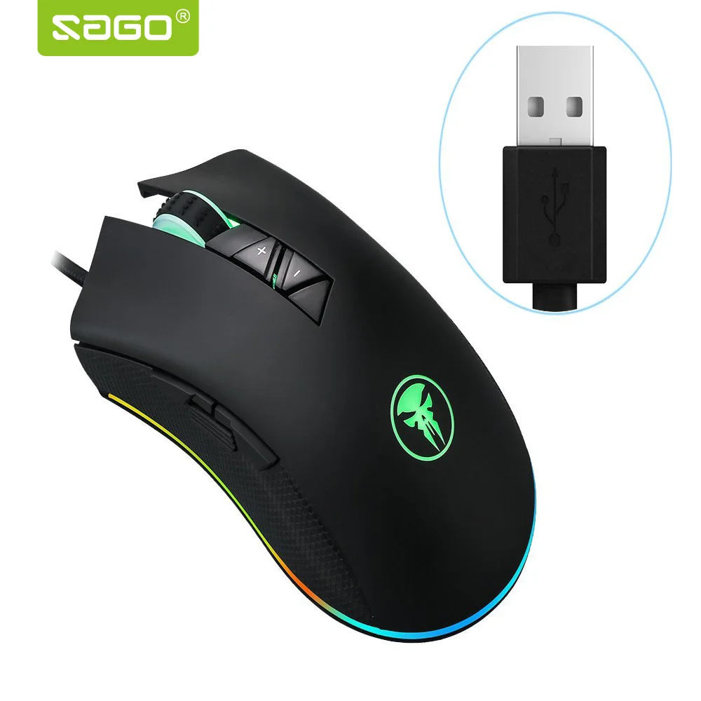 Мышь игровая Sago M88 с RGB подсветкой 8 программируемых кнопок 1000/2000/3000/4000 DPI|gaming