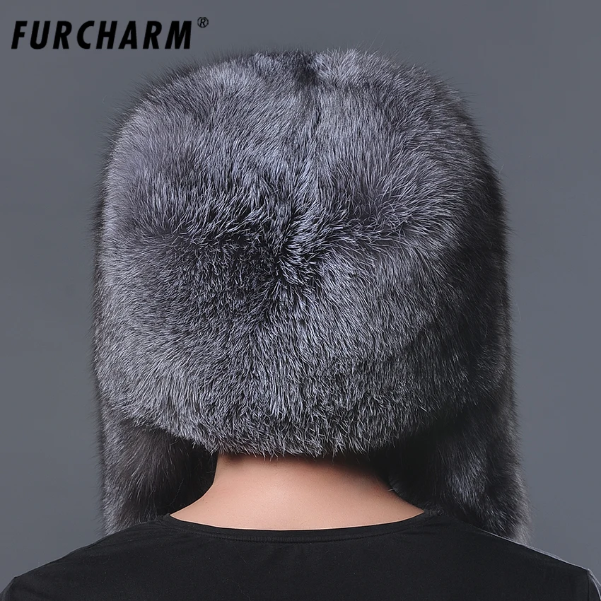 Мужские зимние шапки из натурального Лисьего меха очень теплая шапка с ушами