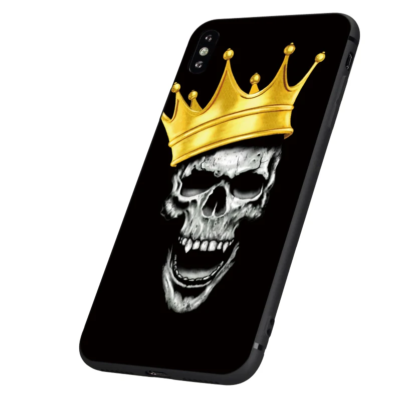 Черный чехол ТПУ для iphone 5 5s se 6 6s 7 8 plus x 10 чехол силиконовый чехол для iphone XR XS 11 pro MAX чехол череп ворона цветок