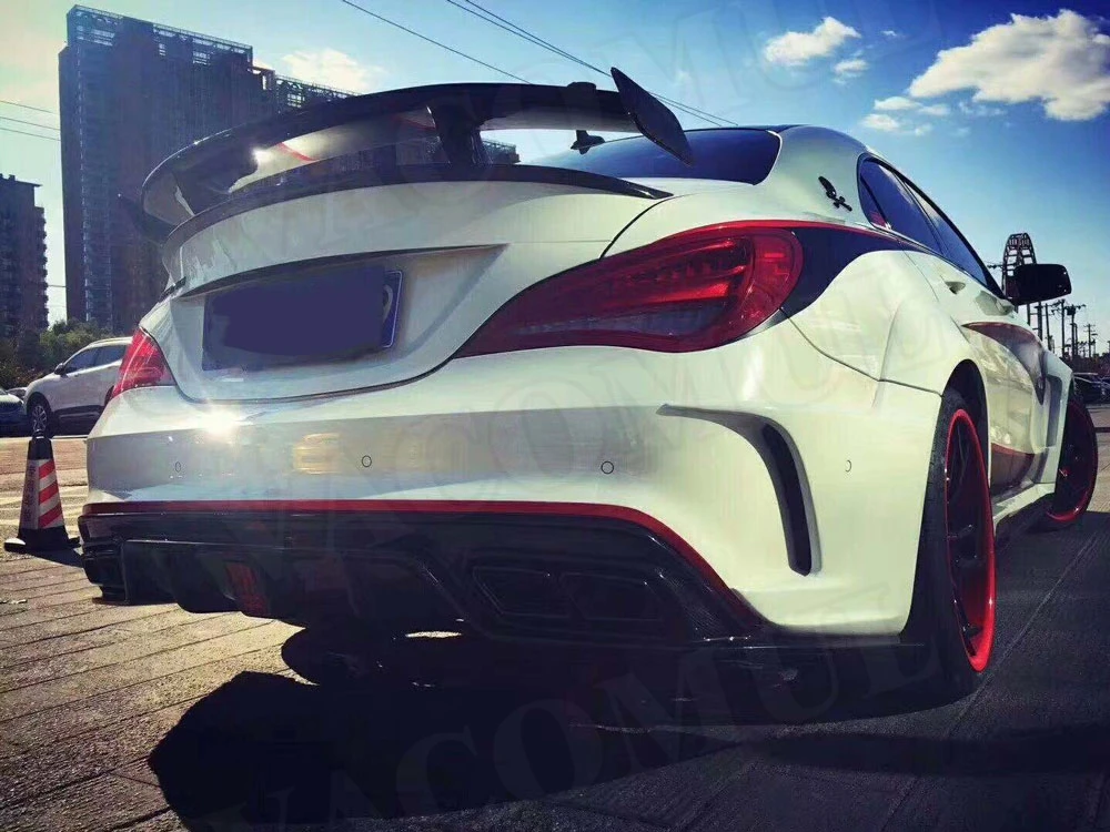 Углеродного волокна задний спойлер диффузор для Benz cla Class W117 CLA200 CLA250 CLA260 CLA45 2013- с светодиодный свет