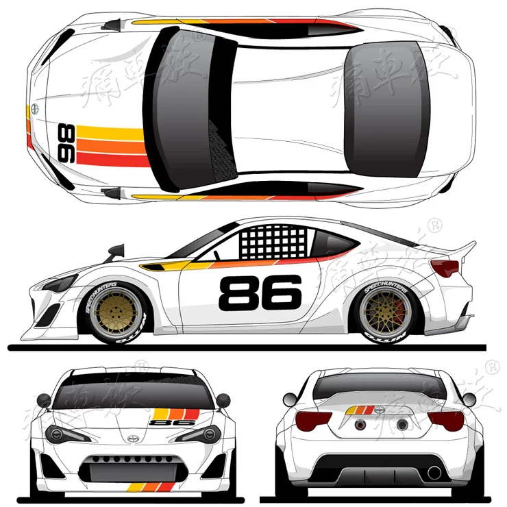 Гоночное украшение Модифицированная Автомобильная Наклейка для Toyota GT86 Subaru BRZ Scion