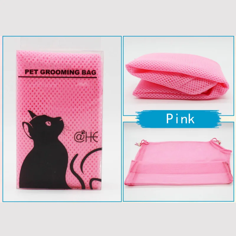 Pink 1 шт., многофункциональная сумка для стрижки ногтей, Сетчатая Сумка, новая сумка для ухода за домашними животными, сверхмощная сдержанная полиэфирная сетка для кошек и собак - Цвет: Pink
