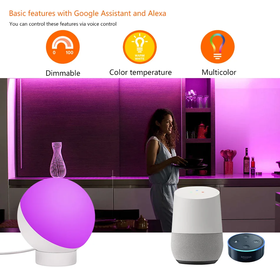 IWOOLE Smart светодио дный свет настольная лампа Wi Fi затемнения 16 миллионов цветов
