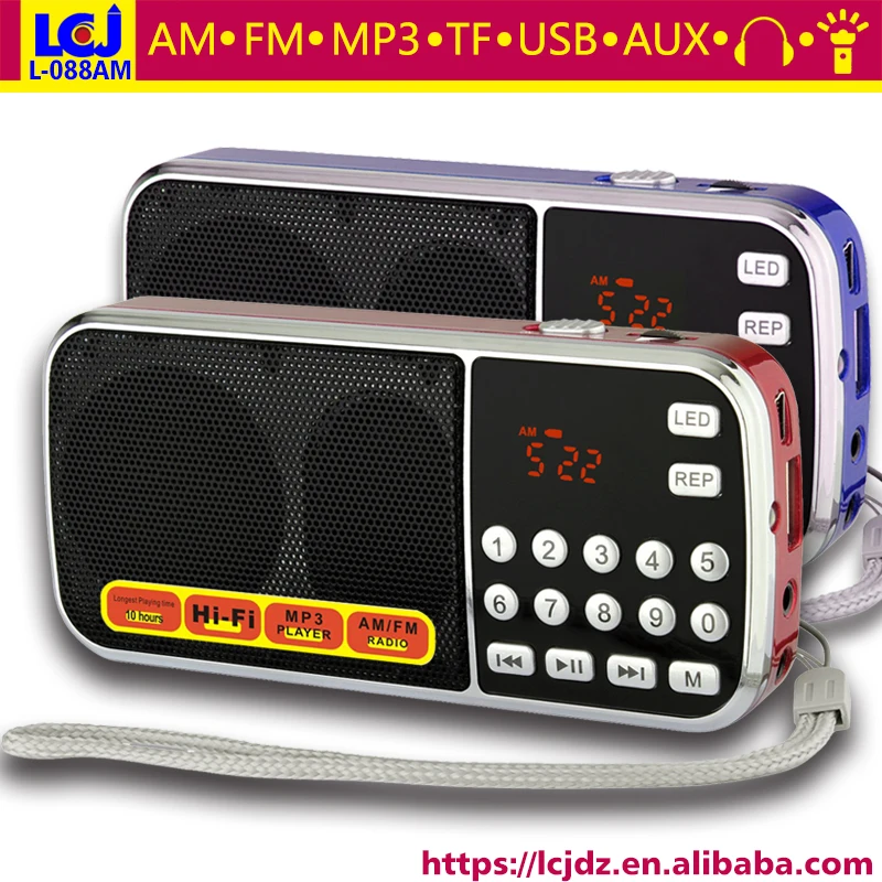 10 шт. L-088AM портативный мини-тонкий карманный цифровой автоматического сканирования am/fm радио с MP3 музыка peaker светодиодный фонарик Поддержка USB SD AUX