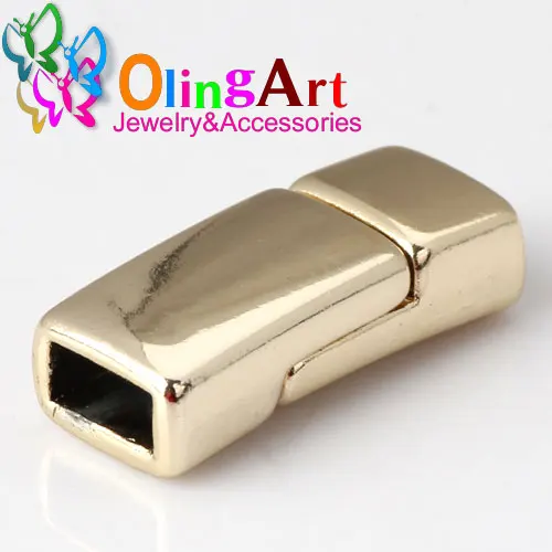 KC gold 5mm 4pcs OlingArt, 20*8 мм, 4 шт./лот, магнитная застежка, покрытая золотом KC/розовым золотом/родием/фиолетовым, для изготовления ювелирных изделий, сделай сам, 5*2 мм, кожаный шнур, браслет - Цвет: KC gold 5mm 4pcs