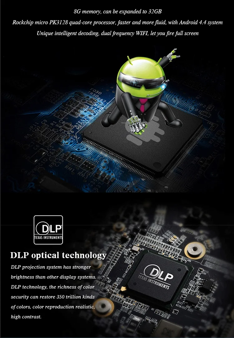 P8 DLP портативный мини-проектор с HDMI wifi BT домашний проектор 854*480P Cortex-7A Android 1GB+ 8GB 2,4G/5G wifi проектор игровая приставка