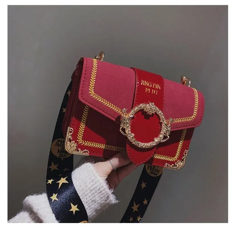 2019 зима новая женская сумка автомобиль Отстроченный шов широкий плечевой ремень