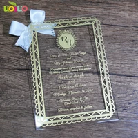Fancy personalized invitation acrylic cards cheap price wedding favor invitations model for your best choice