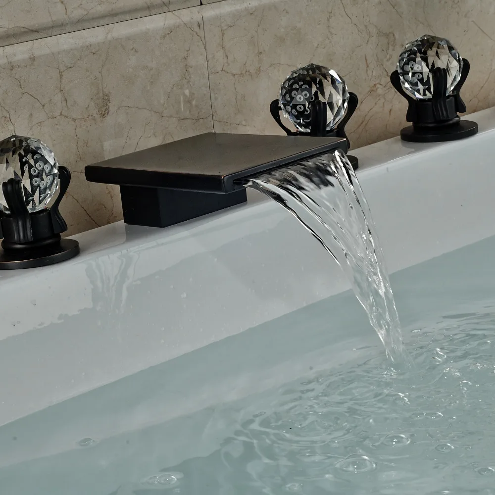 Традиционный латунный бронзовый кран для ванны с тремя кристальными ручками