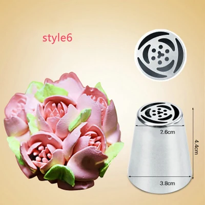 style6 1 шт., насадки из нержавеющей стали для цветочной глазури, Кондитерские насадки, Набор насадок для торта, крема, дизайн с кексом, инструменты для украшения торта - Цвет: style6
