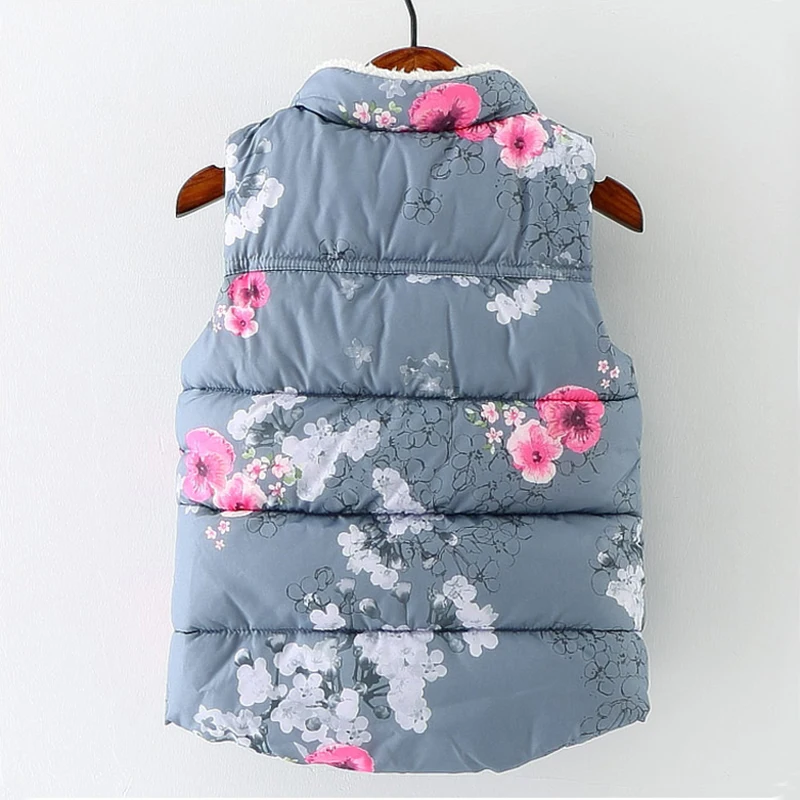 Зимний детский жилет для девочек куртка без рукавов с цветком сливы меховой