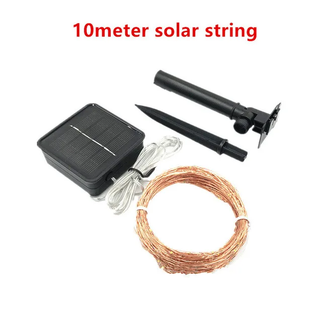 10meter solar string 50/100/200 светодиодный Солнечный USB лампа светодиодный светильник Водонепроницаемый Медный провод шнура для отдыха на открытом воздухе полосы для рождественской вечеринки Свадебные украшения - Испускаемый цвет: 10meter solar string