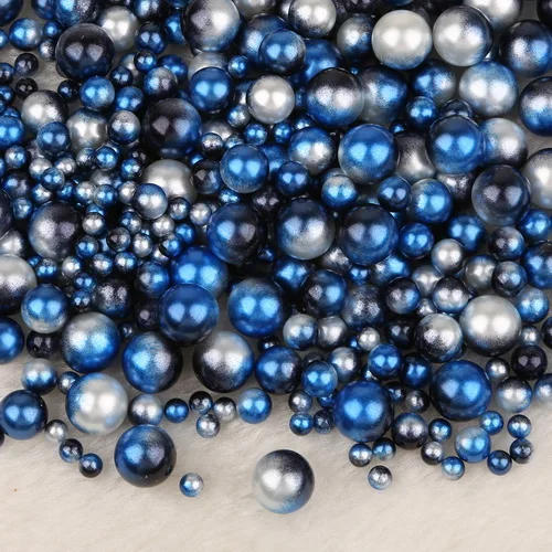 Silver black Blue 750 шт. поделки своими руками Mix-Размер 4/6/8/10 мм, не требующие отверстия в ухе, жемчуг патронов незакреплённые бусины для одежды аксессуары DIY товары для шитья и рукоделия - Цвет: Silver black Blue