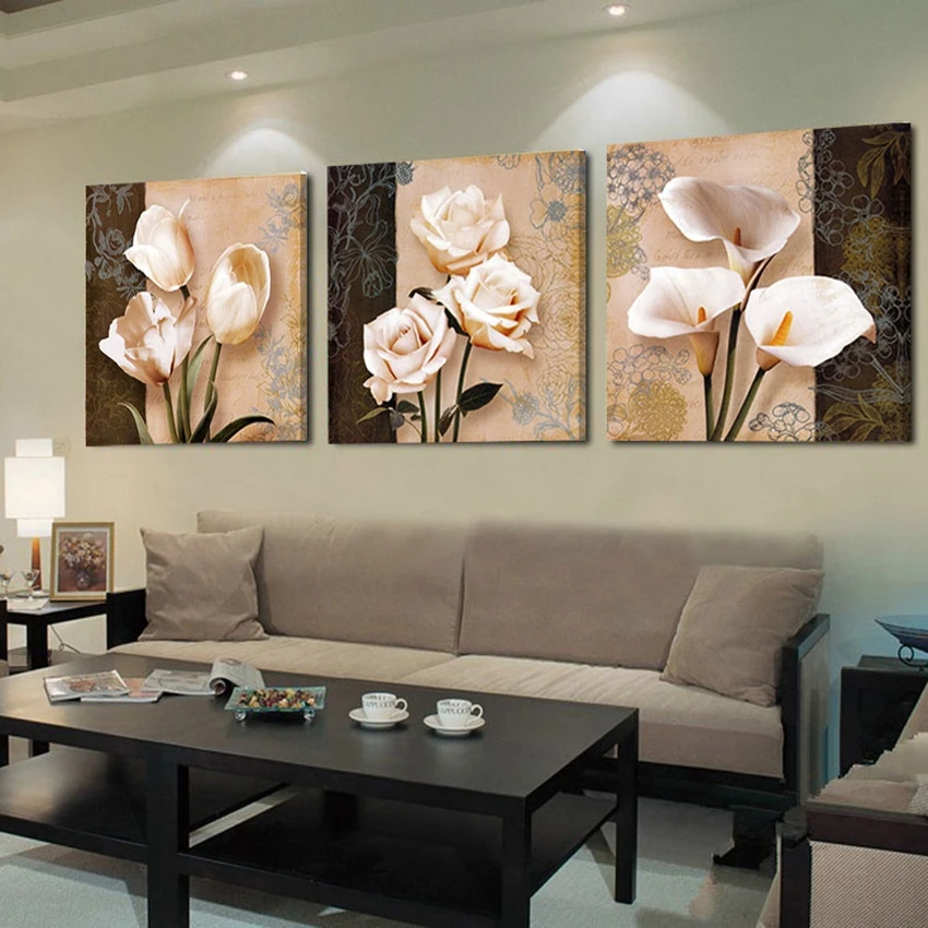 

Canvas Pictures Wall Art Framework Home Decor 3 Pieces Abstract Tulip Flowers Paintings Modern HD Prints Posters For Living Room