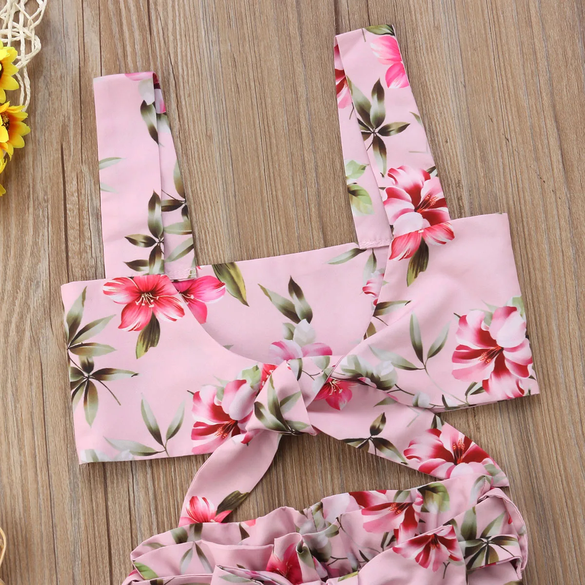 Летний детский топ с бантом и цветочным принтом для девочек 2 шт.|Комплекты одежды