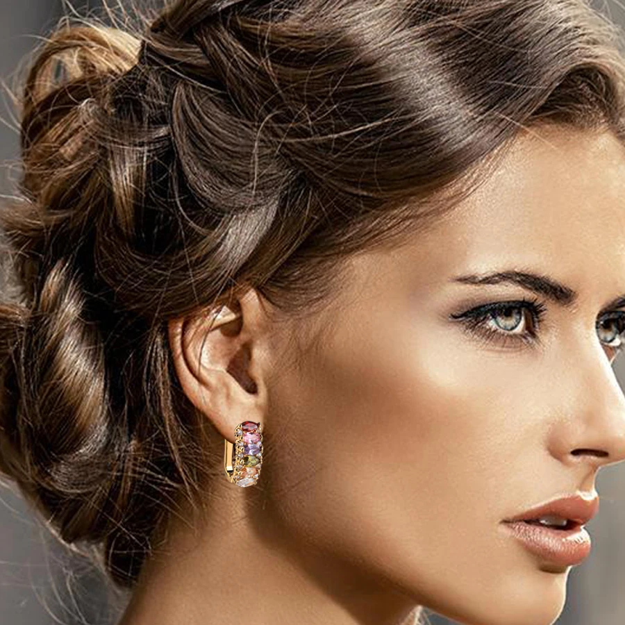 Фото Серьги-гвоздики женские, 6 шт., с фианитами №3
