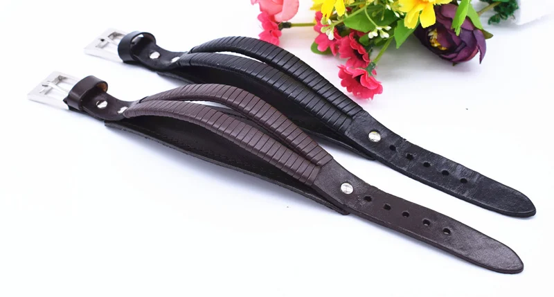 Винтажный браслет с листьями мужские ювелирные изделия черные коричневыми