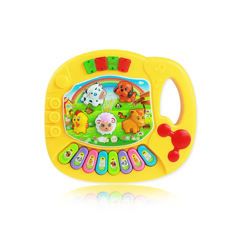 Детская музыкальная игрушка на пианино, мелодия, ферма, животные, 8 нот, ключи, Детская развивающая музыкальная игрушка, игрушка для игры, мини-пианино, подарок для ребенка - Цвет: B Yellow