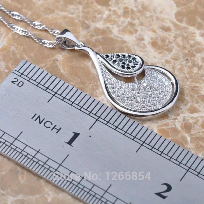 Стильный черный фианит для женщин Свадебные вечерние Посеребренные Ювелирные