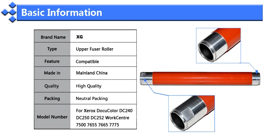 DC240 DC250 верхний фьюзерный валик для Xerox DocuColor DC252 DC 240 242 250 252 WorkCentre 7500 7655 7665 7775 700I J75 тепла ролик