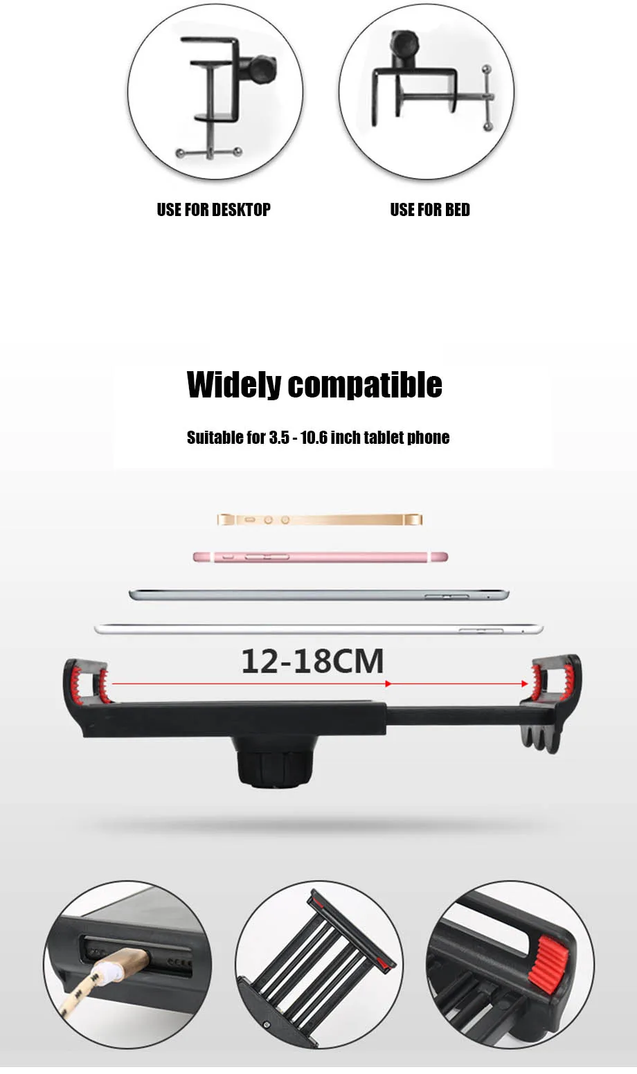 Регулируемый держатель для планшета ARVIN, подставка для IPad Air Mini Pro, 3,5-10,6 дюймов, гибкий вращающийся лежак, настольный держатель для iPhone