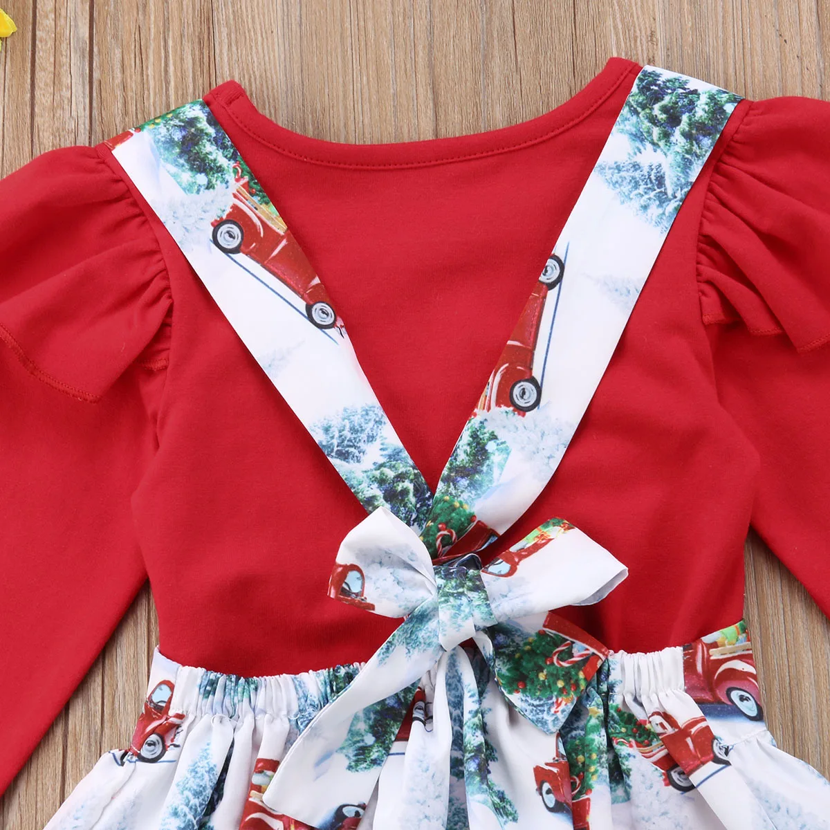 Christmas Newborn Clothes Sets Cartoon Car Tree Print Baby Girls Suits Bodysuits+Skirt 2pcs Toddler Outfit Costume | Детская одежда и