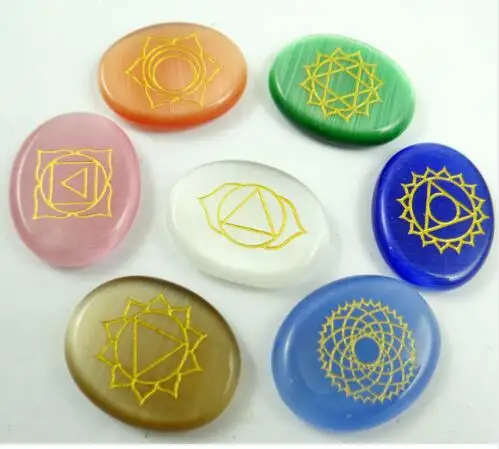 

7 шт., Овальные Подвески «кошачий глаз», 7 цветов