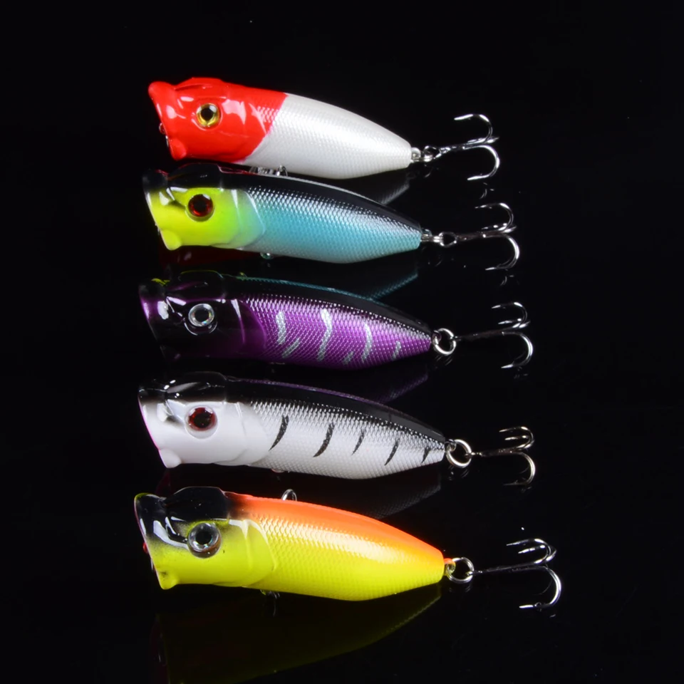 

5pcs 7cm 12g Fishing Lure Topwater Popper Crankbait Carp Fly Fresh Water Sea Insect bait Fake lure Ice Lure Fishing 3D Eyes