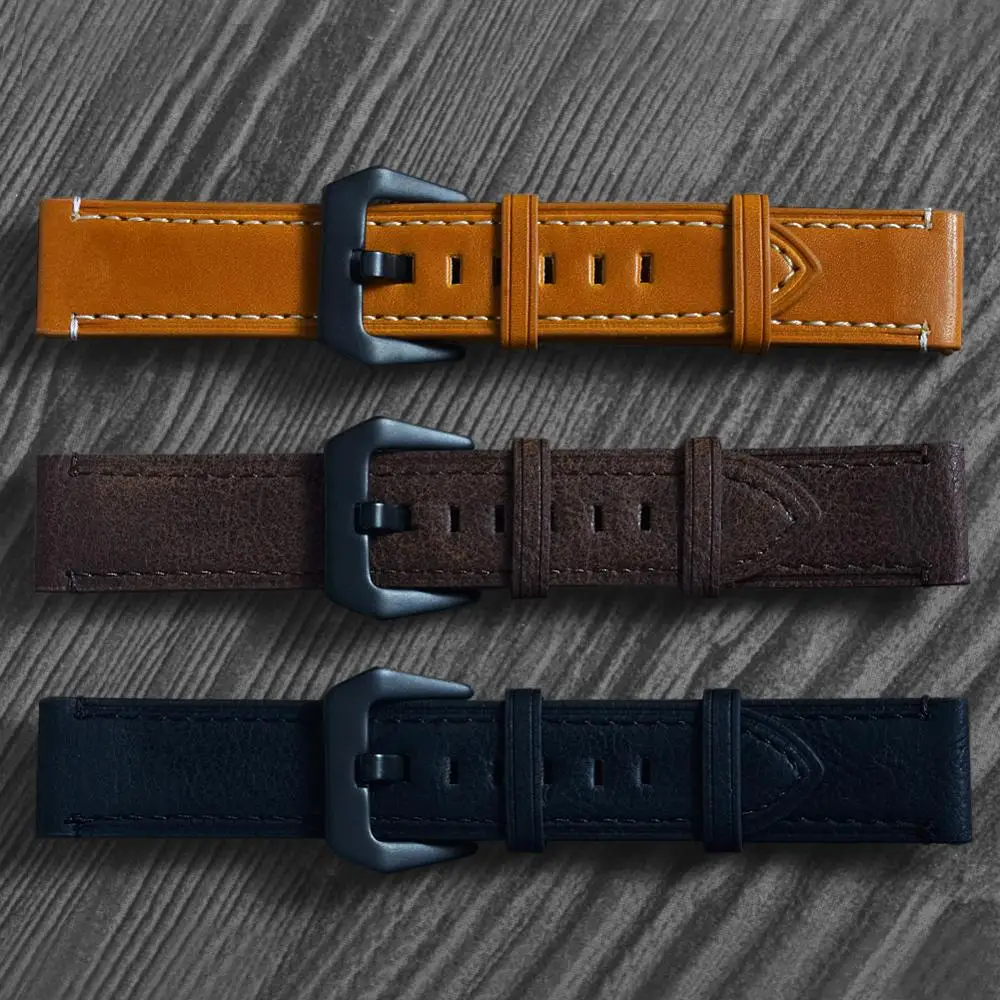 Ремешок из натуральной кожи для часов Amazfit Bip Bit старинный браслет Garmin Vivoactive3/Forerunner