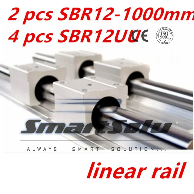 12 мм линейная направляющая SBR12 1000 опорные рельсы 2 шт. + 4 SBR12UU блоки для ЧПУ