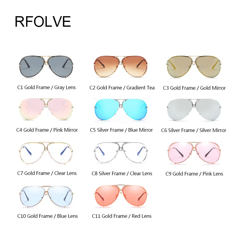 Женские солнцезащитные очки RFOLVE в ретро стиле ультралегкие из сплава с оправой