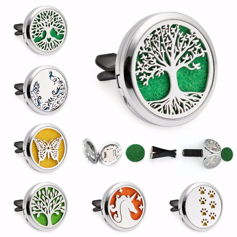 Tree of life Unicorn 30mm Magnetic Diffuser Locket Removable Car Vent Clip Essential Oil Perfume Aroma Air Freshener Free 10Pads | Украшения