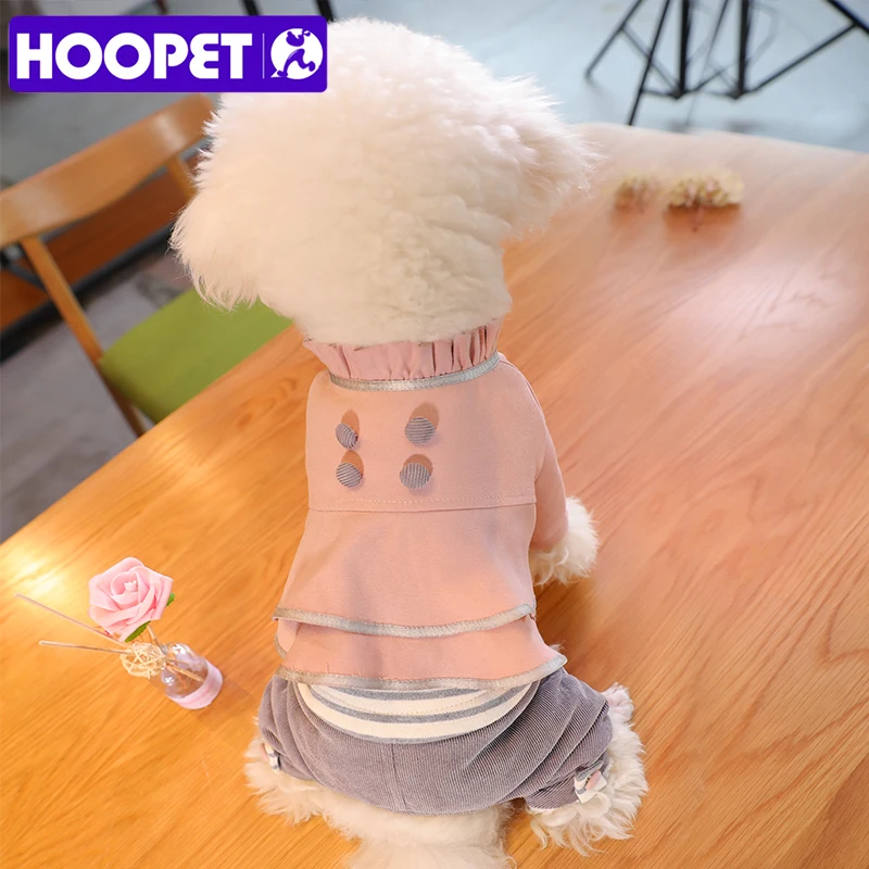 Теплая одежда для собак HOOPET, осенняя/Зимняя Одежда для питомцев, милая розовая куртка для щенков, четыре ноги для маленьких собак
