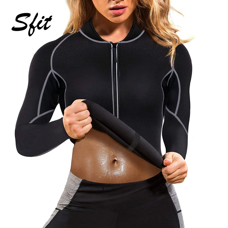 Sfit летний женский неопреновый жилет для сауны с рукавами спортивный костюм для похудения длинный рукав формирователь тела сжигатель жира Топ