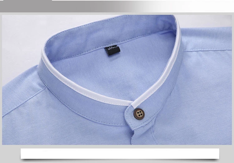 MIACAWOR, однотонная мужская рубашка, весенняя, с длинным рукавом, Camisa Masculina, со стоячим воротником, Повседневная рубашка, приталенная, Chemise Homme MC278