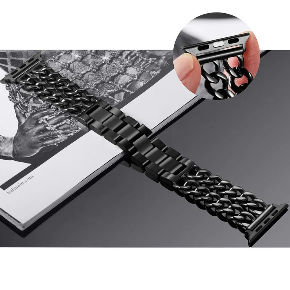 Ремешок из нержавеющей стали для Apple Watch band 44 мм 40 звеньевой браслет iwatch series 6 se 5 4 3 2
